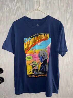 Large Disney Parks Star Wars The Mandalorian Graphic Tee - The Legend Continues
